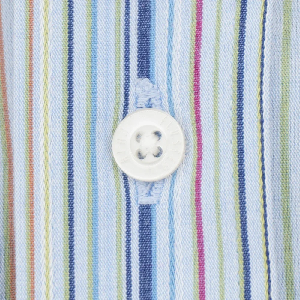 Alan Flusser‎ Men's Medium Multicolor Striped Cotton Button-Down Shirt
